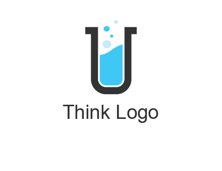 letter u inside test tube icon