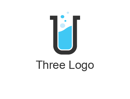 letter u inside test tube icon