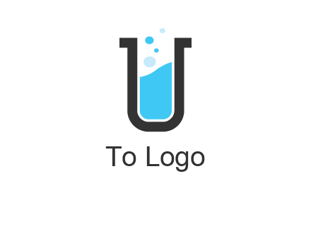 letter u inside test tube icon