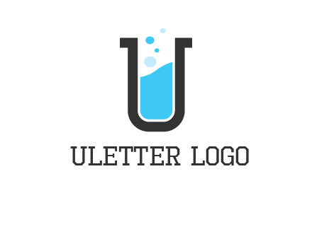 letter u inside test tube icon