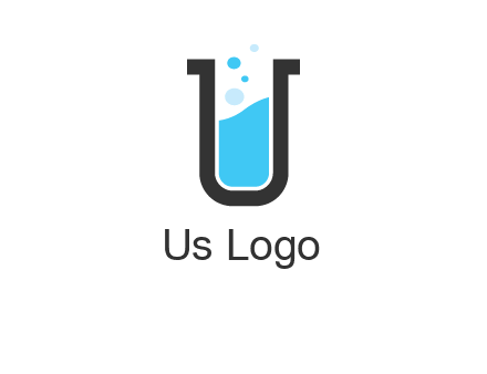 letter u inside test tube icon