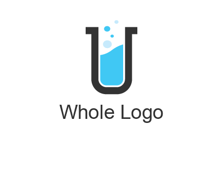 letter u inside test tube icon