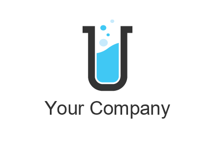 letter u inside test tube icon