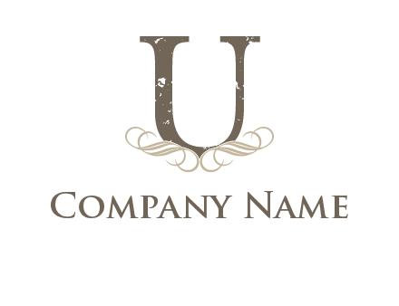 letter u with ornaments logo