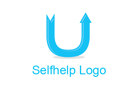 Arrow is going upward in letter u shape graphic