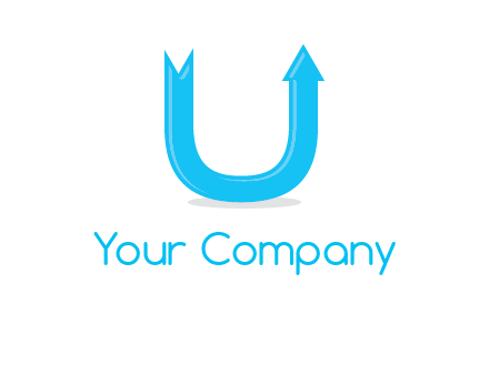 Arrow is going upward in letter u shape graphic