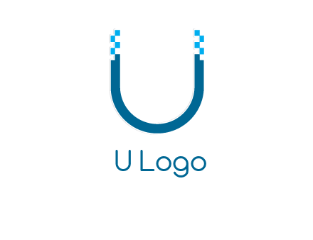 letter u with pixels logo