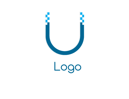 letter u with pixels logo