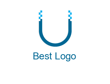 letter u with pixels logo