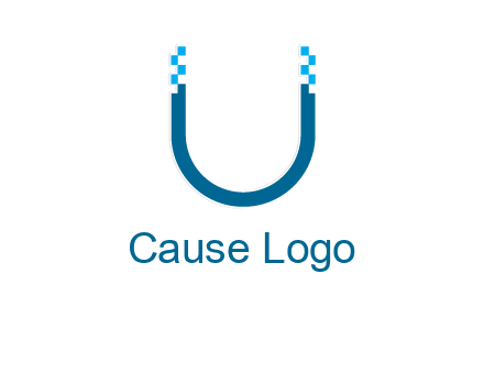 letter u with pixels logo