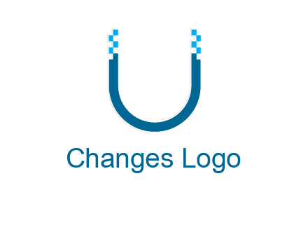 letter u with pixels logo