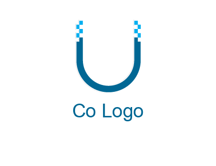 letter u with pixels logo