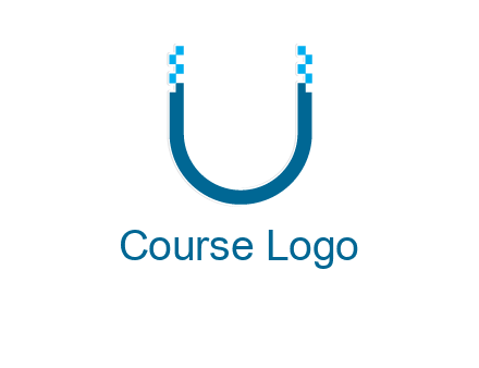 letter u with pixels logo