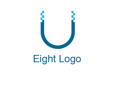 letter u with pixels logo