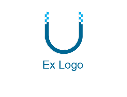 letter u with pixels logo
