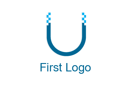 letter u with pixels logo