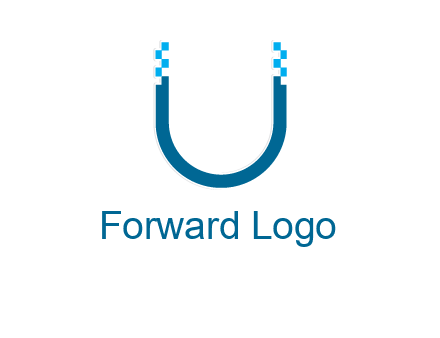 letter u with pixels logo