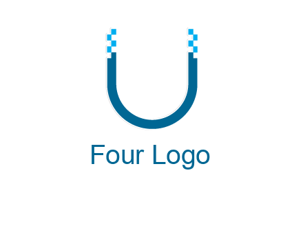letter u with pixels logo