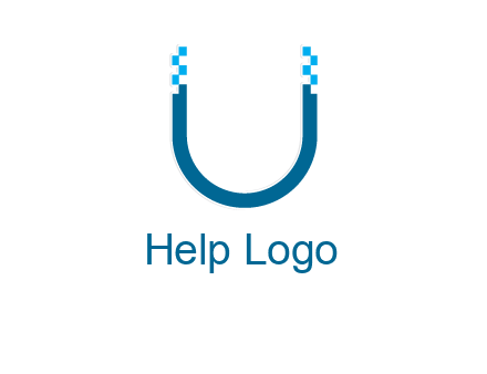 letter u with pixels logo