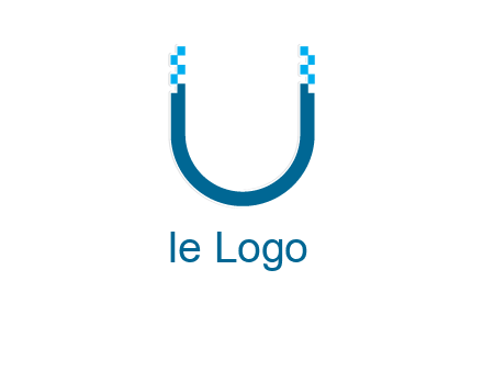 letter u with pixels logo