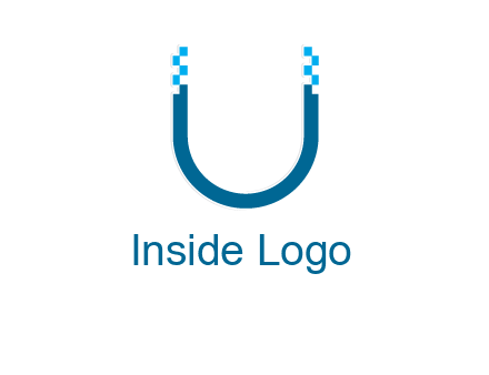 letter u with pixels logo
