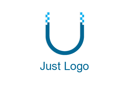 letter u with pixels logo