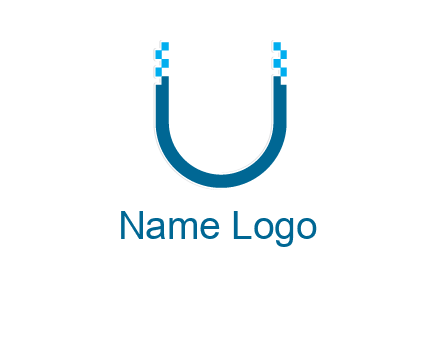 letter u with pixels logo