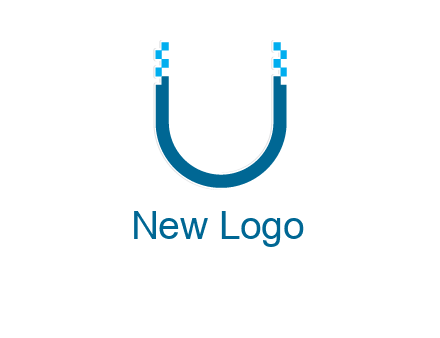 letter u with pixels logo