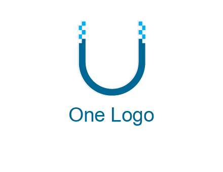 letter u with pixels logo