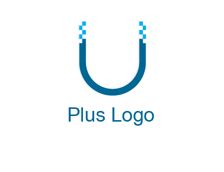 letter u with pixels logo