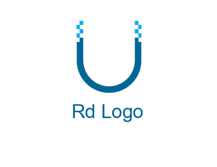 letter u with pixels logo
