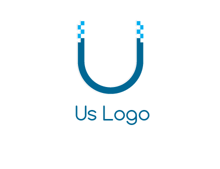 letter u with pixels logo