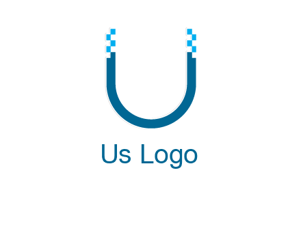 letter u with pixels logo