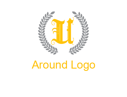 letter U inside with olive leaves emblem