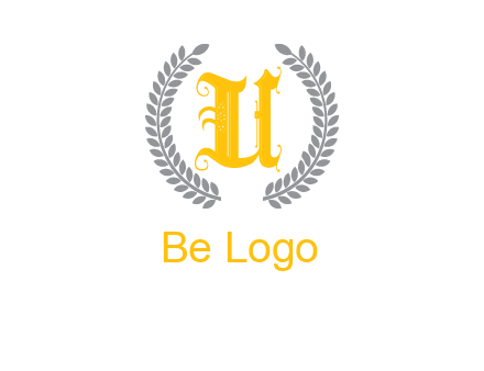 letter U inside with olive leaves emblem