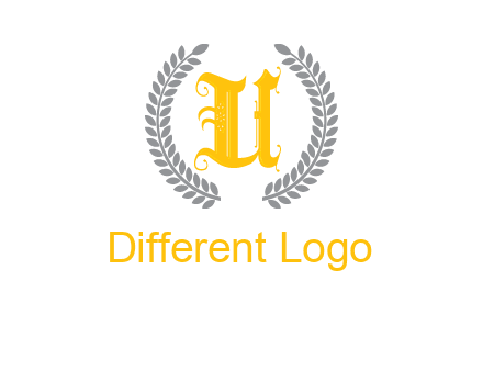 letter U inside with olive leaves emblem
