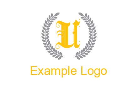 letter U inside with olive leaves emblem