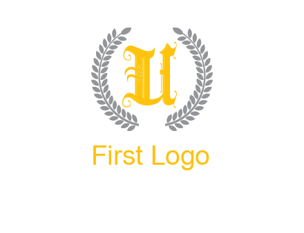 letter U inside with olive leaves emblem