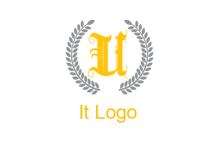 letter U inside with olive leaves emblem