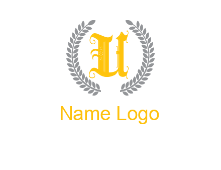 letter U inside with olive leaves emblem