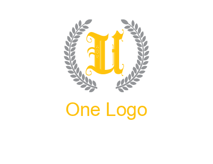 letter U inside with olive leaves emblem