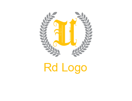 letter U inside with olive leaves emblem