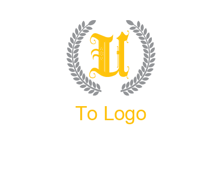letter U inside with olive leaves emblem