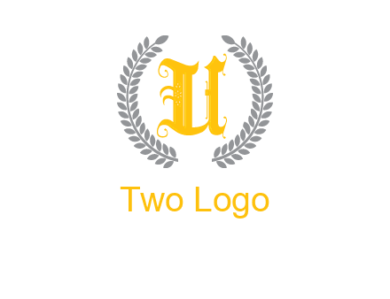 letter U inside with olive leaves emblem