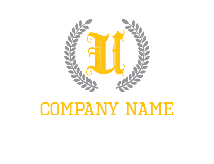 letter U inside with olive leaves emblem