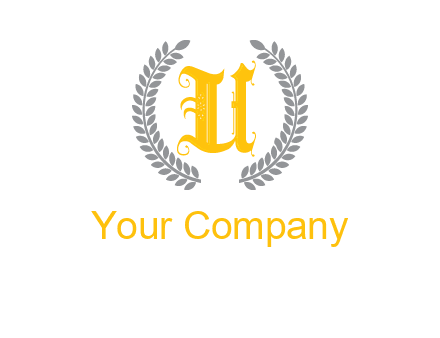 letter U inside with olive leaves emblem