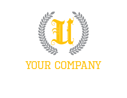 letter U inside with olive leaves emblem