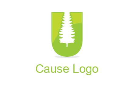 Tree in the letter u logo