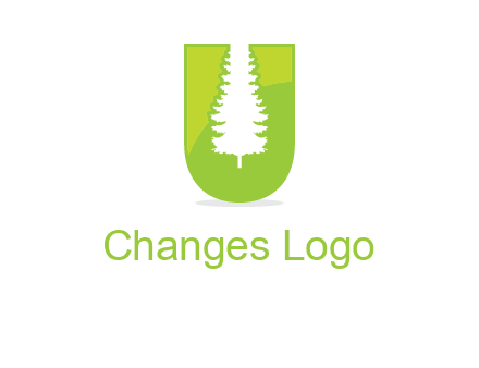 Tree in the letter u logo