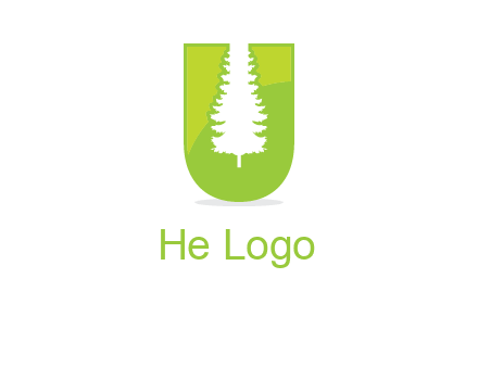 Tree in the letter u logo